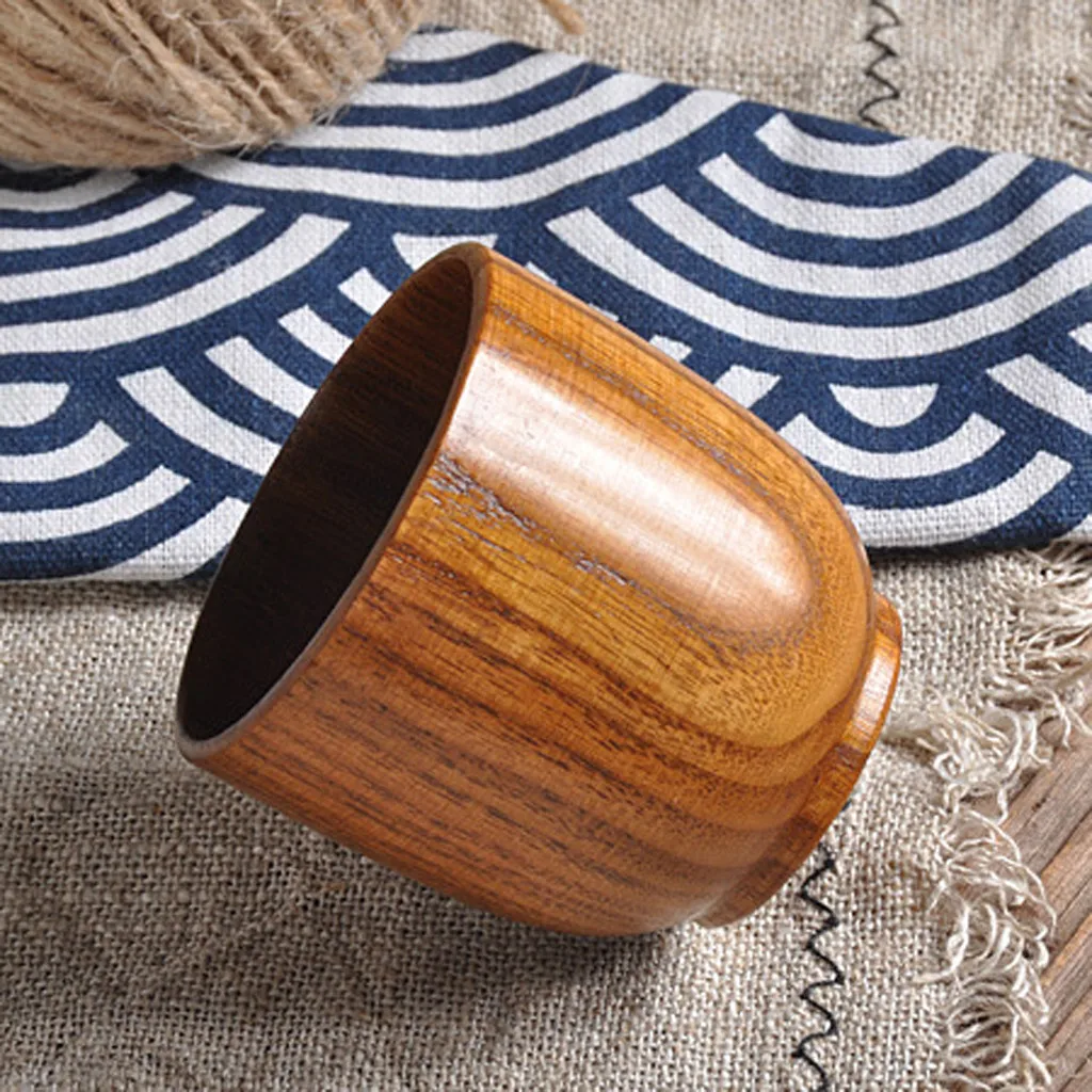

New Chinese Portable Wood Coffee Mug Rubber Wooden Tea Milk Cups Water Drinking Mugs Drinkware Handmade Juice Lemon Teacup Gift
