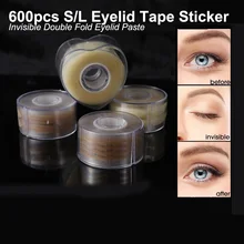 600 шт S/L лента для век невидимая двойная складывающаяся паста для век прозрачная бежевая полоса самоклеющаяся натуральная лента для глаз инструменты для макияжа