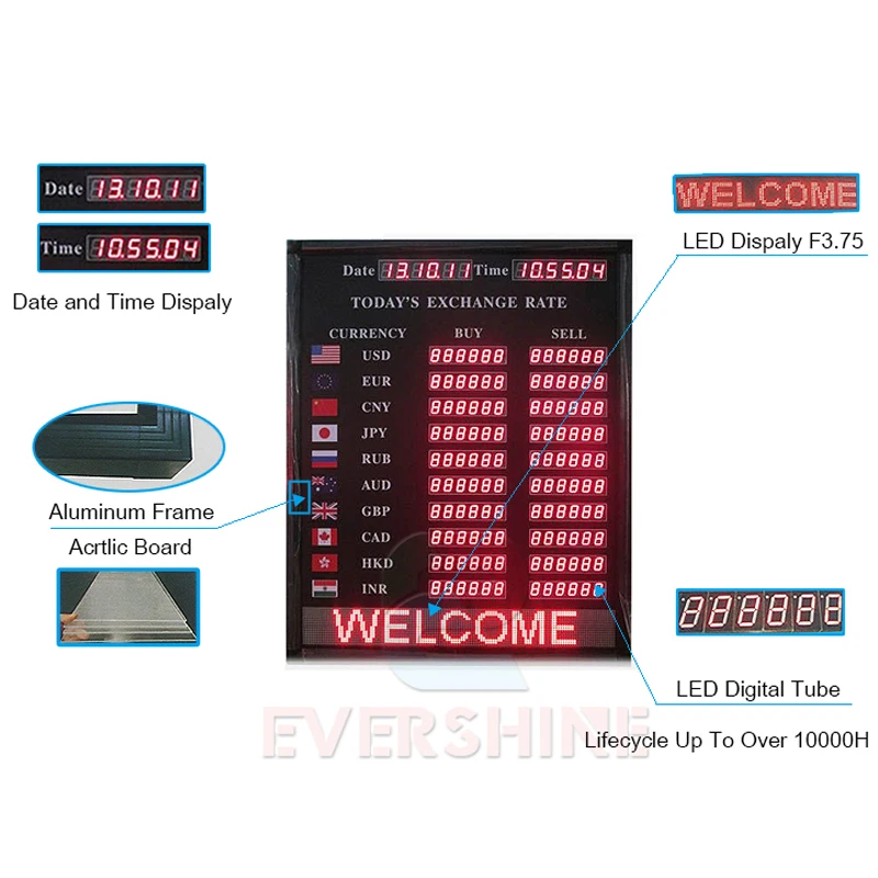 Us 355 32 6 Off Alibaba Express Led Display Sign Indoor Bank And Hotel Currency Exchange Rate Board In Led Modules From Lights Lighting On - 