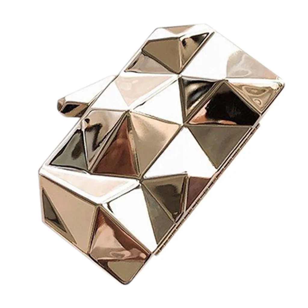 Геометрические женские сумки металлические высококачественные шестигранные клатчи Мини Вечерние черные вечерние сумочки Серебристые мешочки золотая коробка клатч# YL5 - Цвет: Серебристый