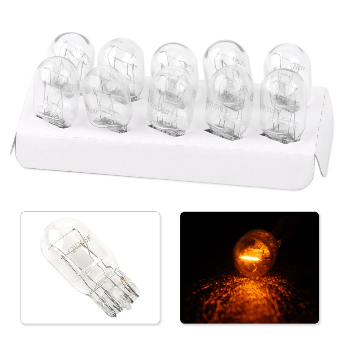 

DWCX New 10Pcs Car 12V T20 7443 R580 Wedge Clear Car DRL Turn Signal Stop Brake Tail Light Bulbs 21/5W For Most Japanese Cars