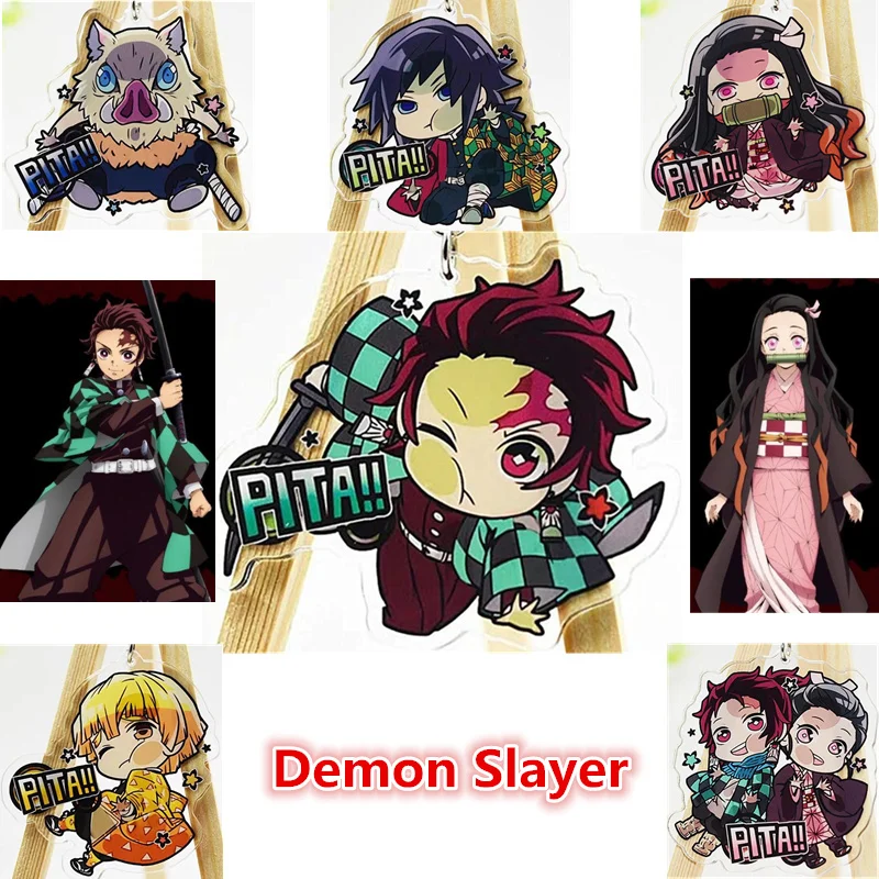

Anime Demon Slayer: Kimetsu no Yaiba Key Chains Two-sided Keychain Cosplay Acrylic Pendant Keyring