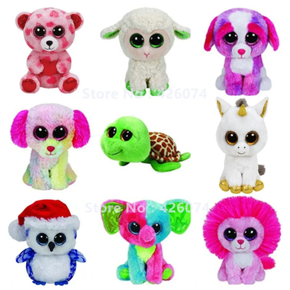 

Big Eyed Stuffed Animals Unicorn Elephant Lion Sheep Turtle Dog Owl Kids Plush Toys For Children Gifts 15CM