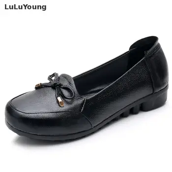 

Genuine Leather 2019 New Flats Heel Women's White Black Soft Oxford Boat Shoes For Woman