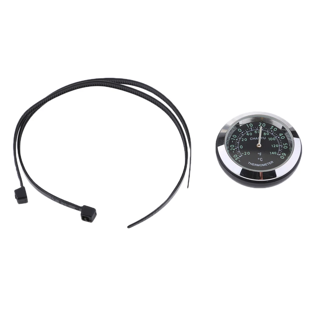 Universal Motorcycle Bike Chrome Waterproof Black Dial Handlebar Clock/Thermometer/Hygrometer Glow Watch