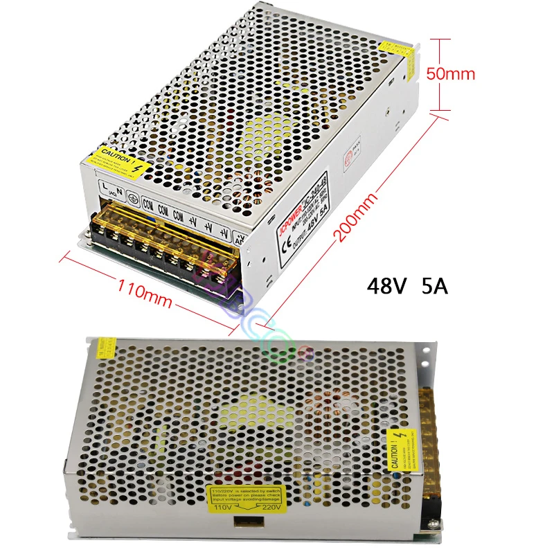 Регулируемое переключение Питание DC48V 3A/5A/7,5/10A/12.5A/15A переключатель Трансформатор D48v для Светодиодные ленты света с ЧПУ