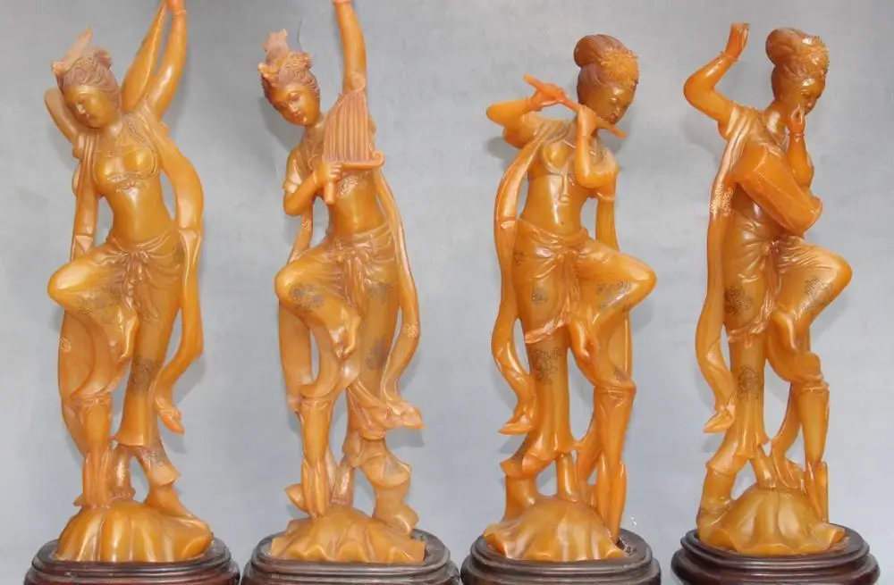 

14"Rare Natural Shoushan Stone Beauty Nude Belle Women Peri Musician Music Set
