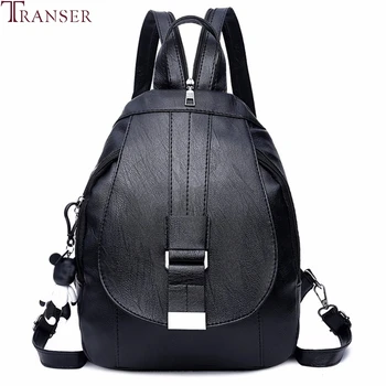 

Transer Fashion Leather Backpack Multi-purpose Dual-use Female Rucksack Student School Bag Solid Travel Backpacks mochila O18 40