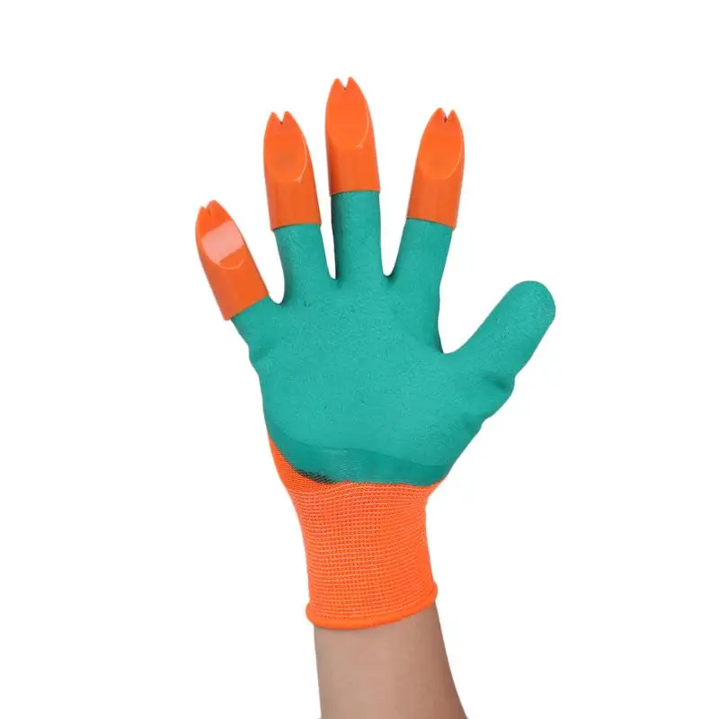 1 пара Искусственная резина садовые рабочие перчатки с 4 напальчники из АБС-пластика для копания хлопчатобумажной пряжи ABS Пластик