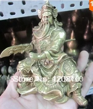 

Collectable Tibet Brass Warrior God GuanYu Statue fast ship