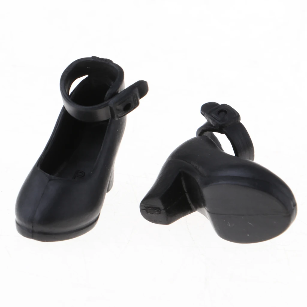 Fashion Doll Ankle Belt High Heel Shoes For 1/6 BJD Girl Dolls Dress Up Accessory Black High Heel Shoes for Girl Dolls