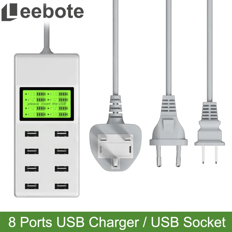 Leebote 8 портов USB зарядное устройство 40 Вт мульти порт адаптер питания