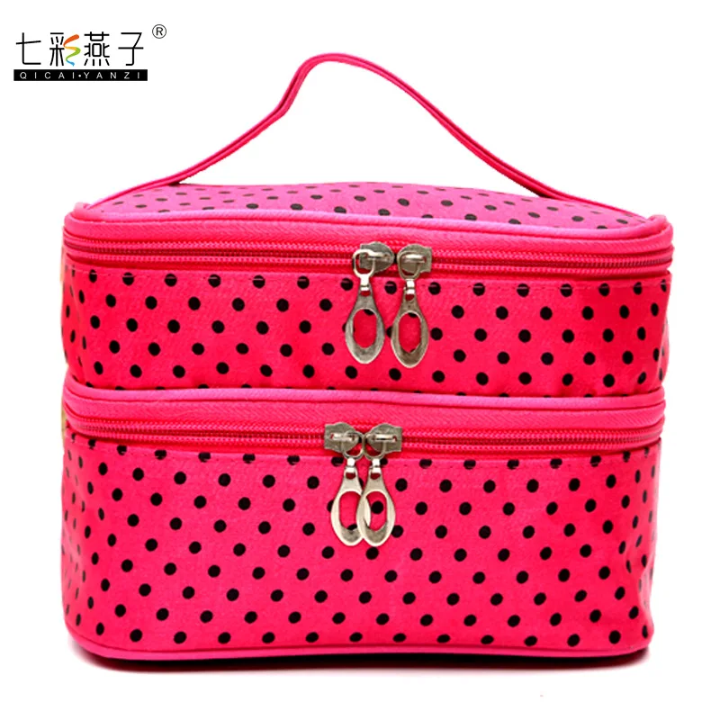 Korean Cute Dot Highcapacity Cosmetic Bag, Women Travel Makeup Bag