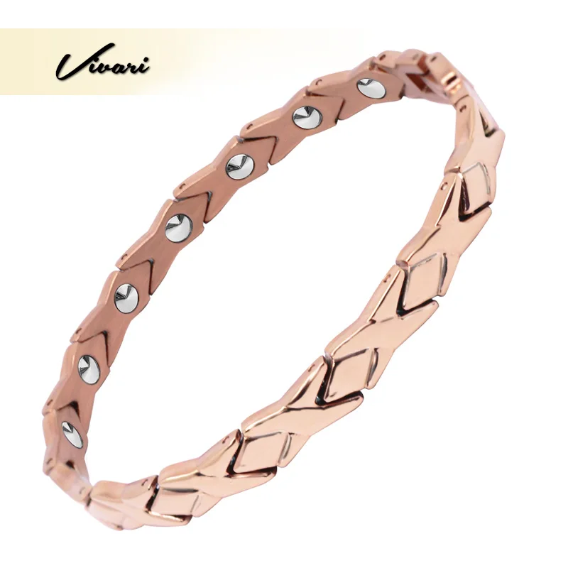 

Vivari 99.999% Solid Germanium Titanium Bracelet For Women Pure Rose Gold Color Charm Chain Bracelets Bangle