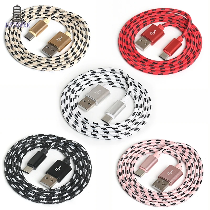 300 шт./лот 1 м 2 3 Плетеный Micro typeC 8pin USB кабель для зарядного устройства тканевый
