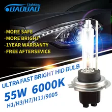 BAOBAO 2pcs Fast Bright 55W 6000K 5200LM HID Bulb car styling HID xenon conversion Bulb H1 H3 H7 H11 9005 9006 D2H