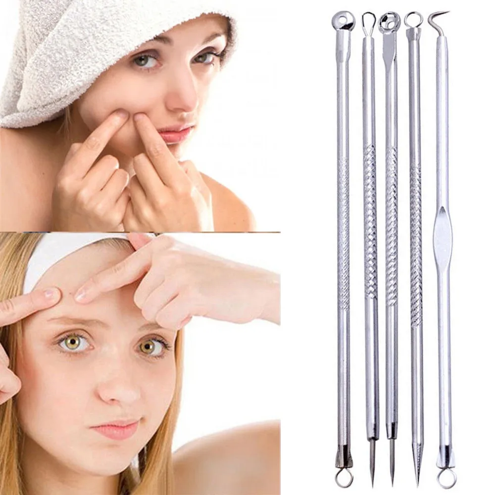 

5pcs Pimple Blemish Comedone Acne Extractor Remover Tool Set jja30
