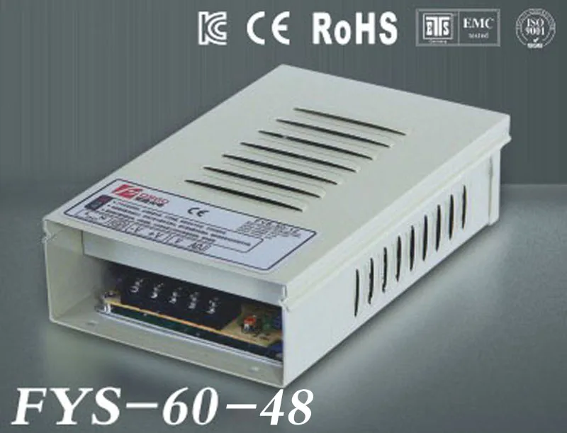 CK CE approved 60w metal case single output reliable rainproof led power supply ac dc 60w 48v 1.25A (FYS-60-48)