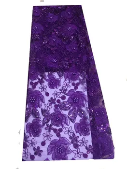 

African French Sequins Lace Fabric 2019 African Tulle Lace Fabric High Quality Nigerian Sequins Lace Embroidered Wedding Fabric