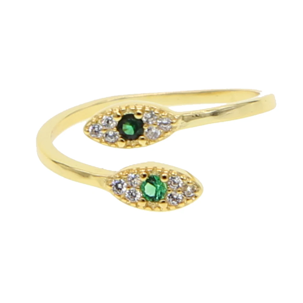 

sparkling snake cz fashion ring for women 2019 Romantic France european hot sale green evil eye birthstone open adjust ring band
