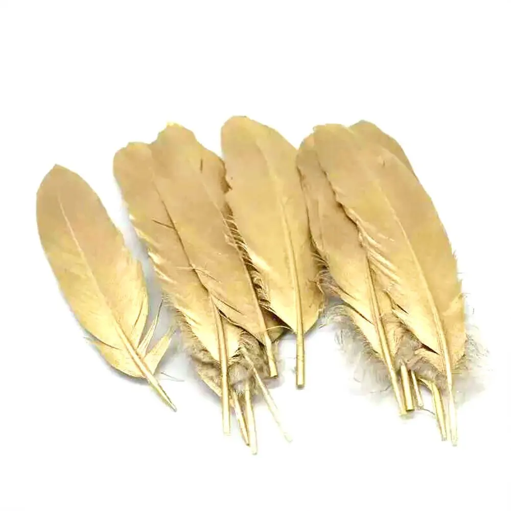 10Pcs Dipped Gold Feathers for Crafts Wedding Party Decoration Plumes  4-16inch Goose Rooster Feather Accessory Plumas wholesale - AliExpress