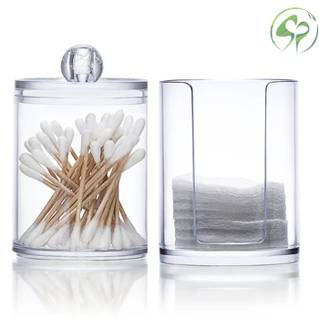 

Plastic Transparent Round Portable Container Makeup Storage Box Cotton & Pad Box Cosmetics Swab Holder