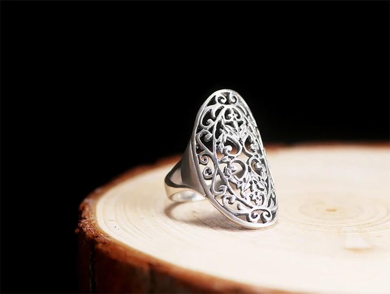 925 Серебряное кольцо Женщины Кольца выдалбливать Сянюнь Национальный в старинном тайский серебряное кольцо отправить его подруга