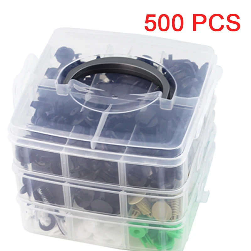 

500PCS Universal Boxed Mixed Car Fasteners Door Trim Panel Auto Bumper Rivet Retainer Push Engine Cover Fender Fastener Clips