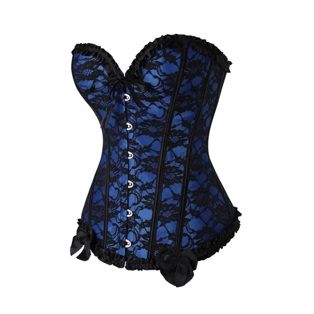2018 Women Sexy Tube Corset Top Lace Pattern With Bow burlesque