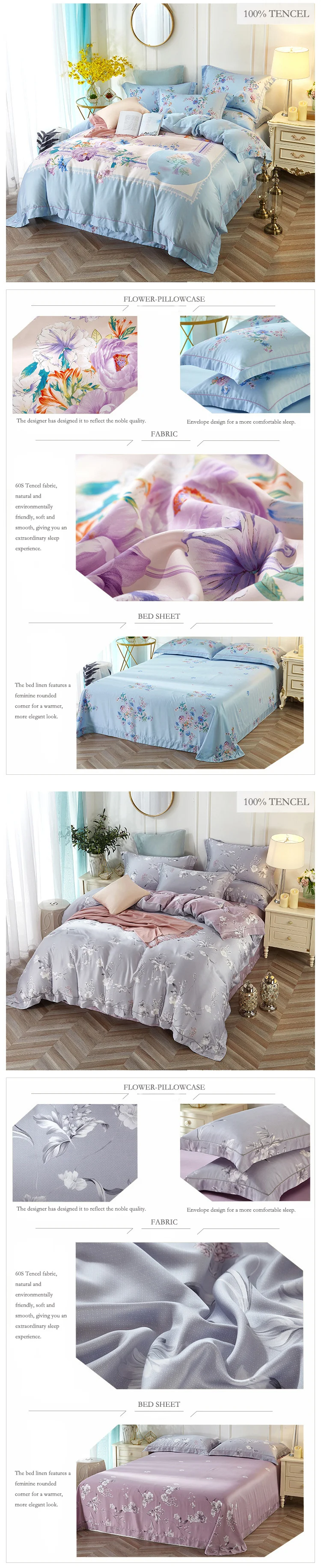 flower bedding set luxury bed sheets palace duvet cover tencel cotton bed sheets quilt cover set parure de lit adulte bedclothes 03