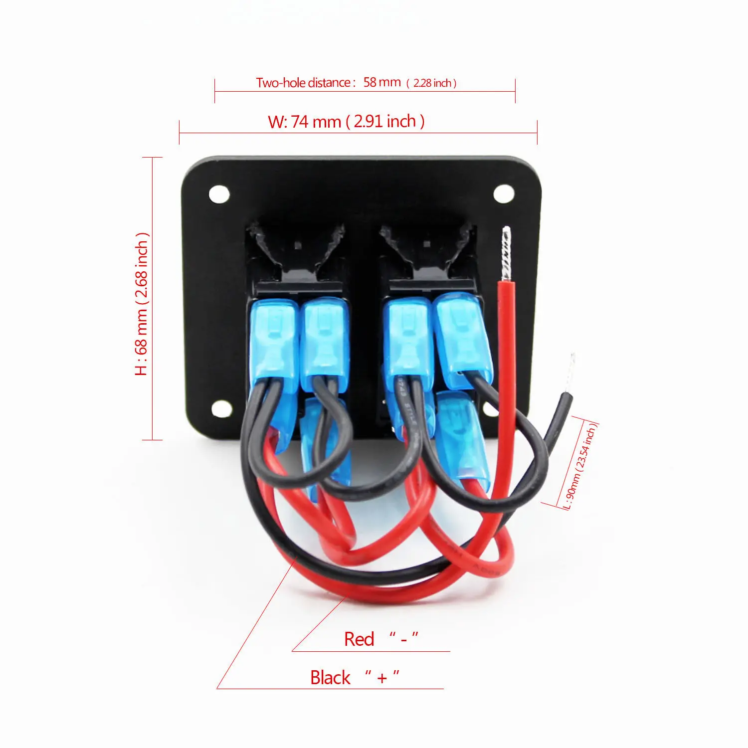 12 V-24 V Gang красного цвета 2 кулисный переключатель Панель автомат защити цепи лодка морской IP66 Водонепроницаемый предварительно смонтированный 10A системы размыкатели цепи