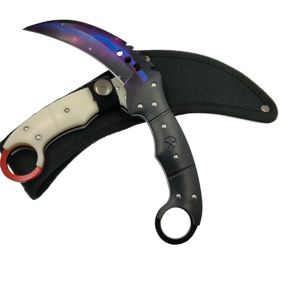 Swayboo doppler cs go karambit Походный нож, выцветает, счетчик ударов, черный мачете, тактический нож с фиксированным лезвием, инструмент для улицы