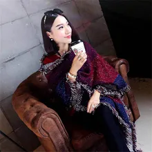 Durable bandana Fashion Women’s Large Tartan Scarf Shawl Stole Plaid Woollen Cloth Tassels Scarf