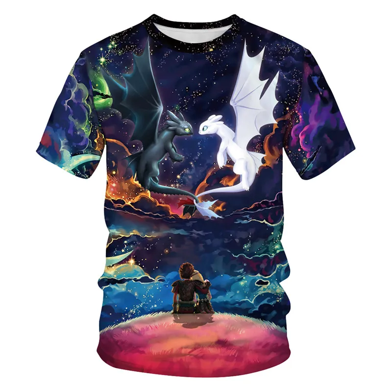 

Kawaii Toothless T Shirt Night Fury Funny Black Cat Summer 3d T-shirt Women/men's Short Sleeve Tops Train Your Dragon Anime Tee