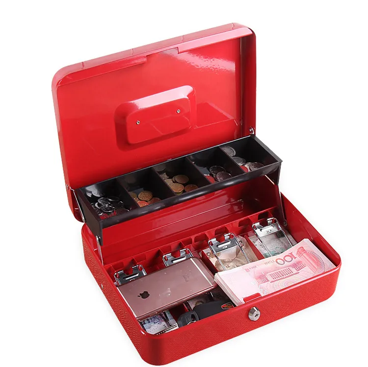 Portable Safes Cash Box Money Drawer Key Lock  Password Lock Safe Lock Tiered Tray Security Storage Box  Size 30 x 24 x 9cm (3)
