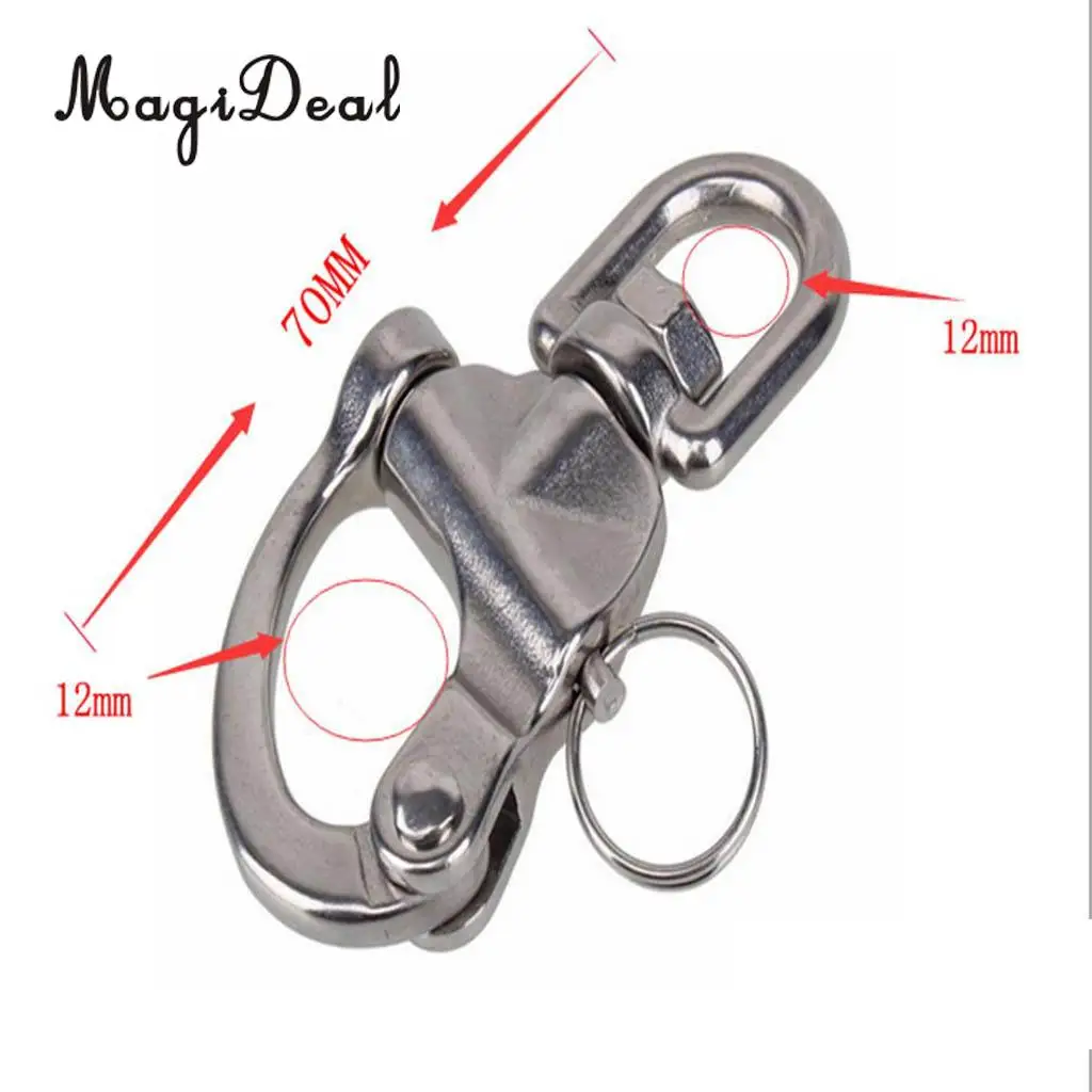 MagiDeal 2-3/4' Eye Snap Shackle with Small Swivel Bail Stainless Steel Hardwear for Marine Boat Sailboat Sailing Yacht Caravan