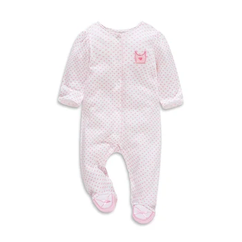 

Baby Girl Footie Pajamas with Love Heart Print Button Front Baby Girl Sleep and Play for 0-9 Months