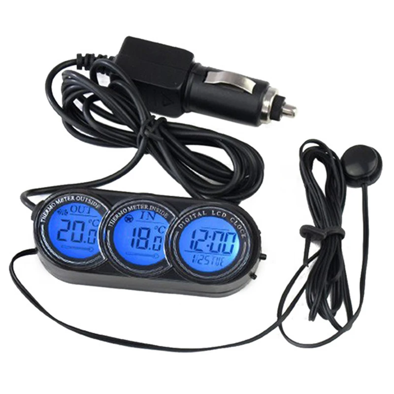 

Multi-Function Car Clock Auto Digital In/Out Lcd Thermometer Calendar Clock Car Interior Temperature Display With Backlight