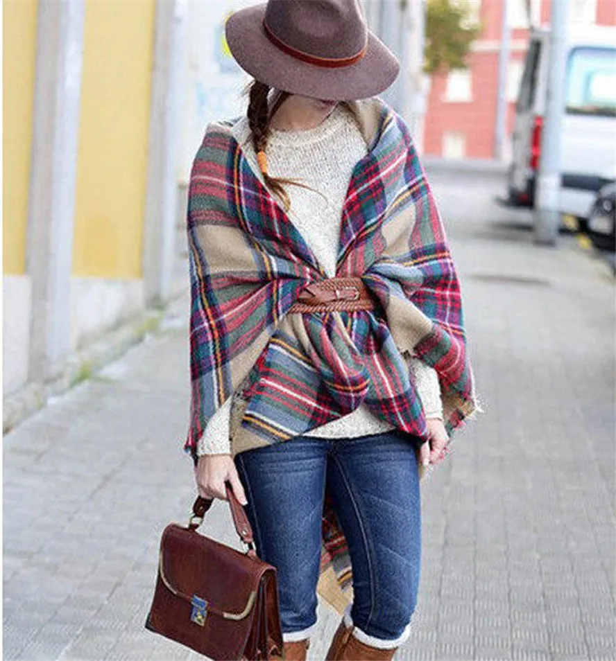 Luck Dog Scarf Wrap Shawl Plaid Cozy Checked Women Lady Blanket Oversized font b Tartan b