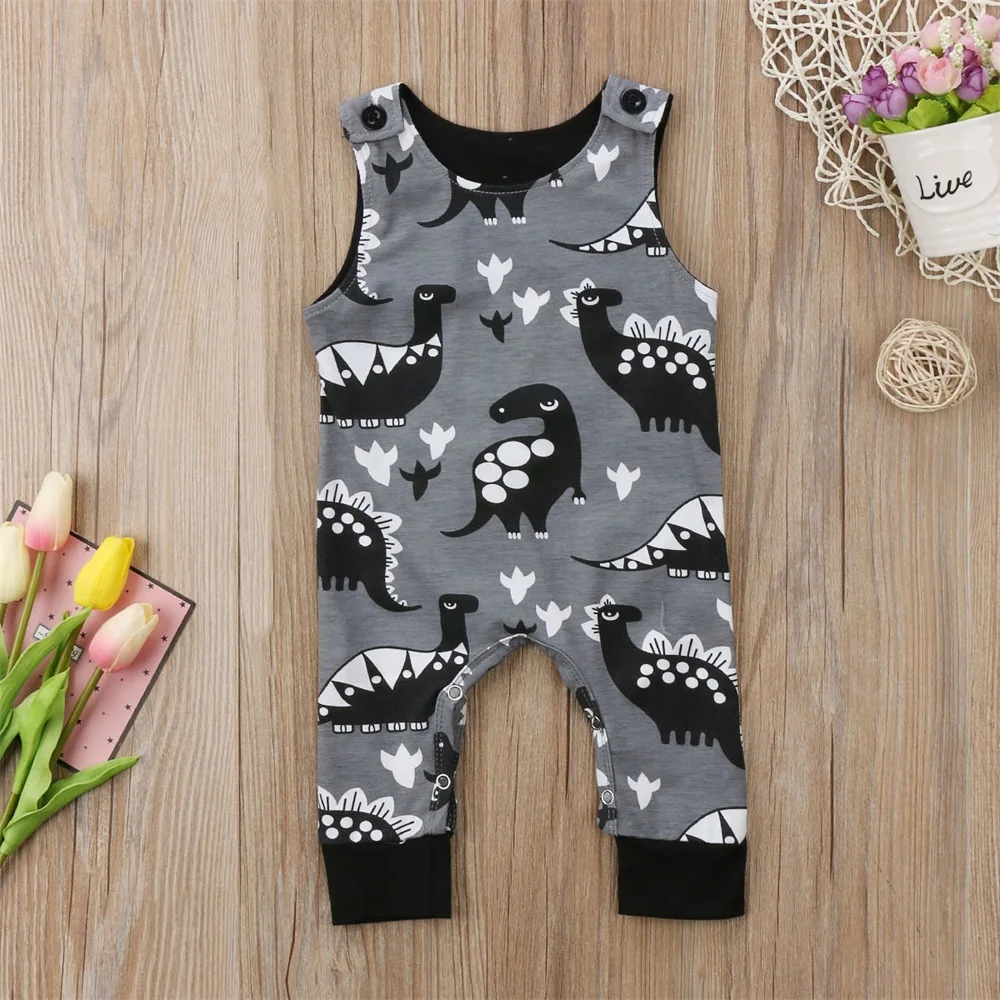 

Baby Boys Romper cotton Jumpsuit baby Clothing autumn Winter Newborn Animal Cartoon dinosaur Baby Body Suit sleeveless Clothes
