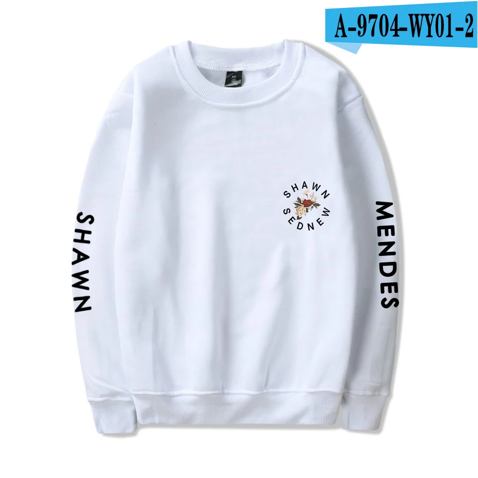 Шон Мендес печатных Свитера с круглым вырезом футболки в стиле «хип-хоп», Для женщин/Для мужчин шапки модные свитеры Harajuku Шон Мендес Harajuku - Цвет: White