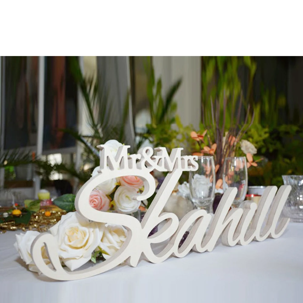  Custom white letter M. and Mrs NAME of family Wedding Wedding Sign m. and Mrs. Last Name Table Sign