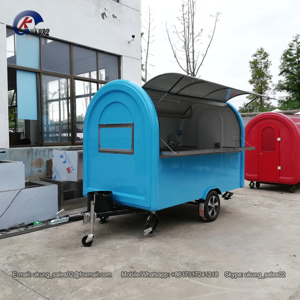 

UKUNG fiberglass mobile mini food cart, food trailer, hot dog cart