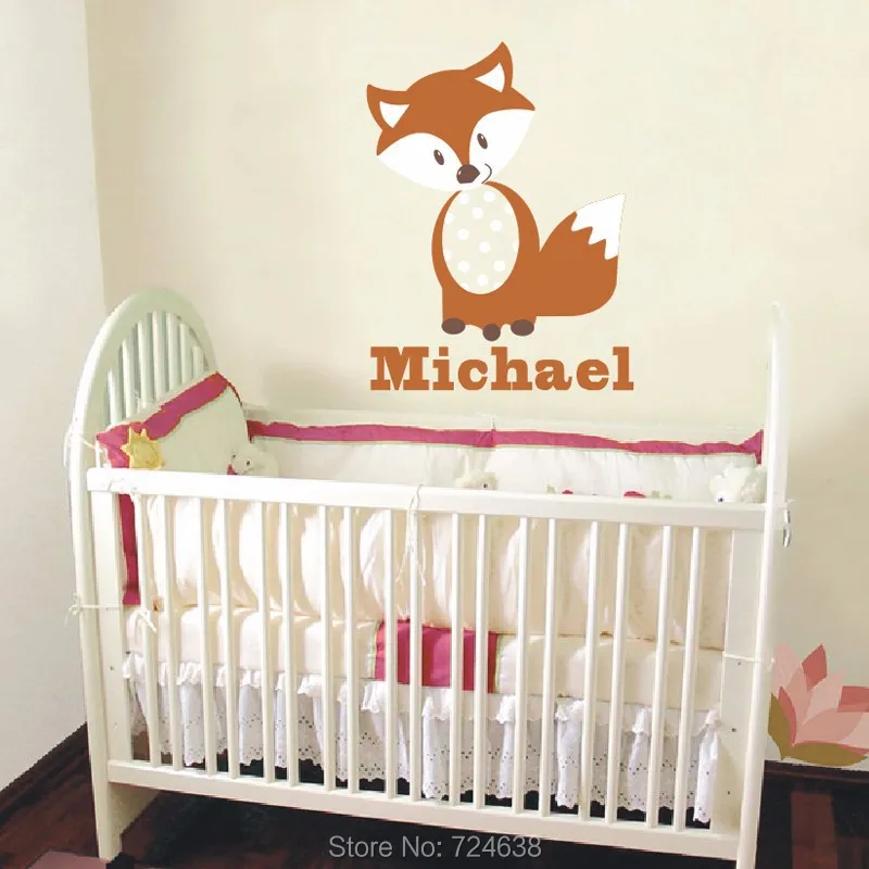 fox wall decals personalized name vinyl wall art baby nursery decor