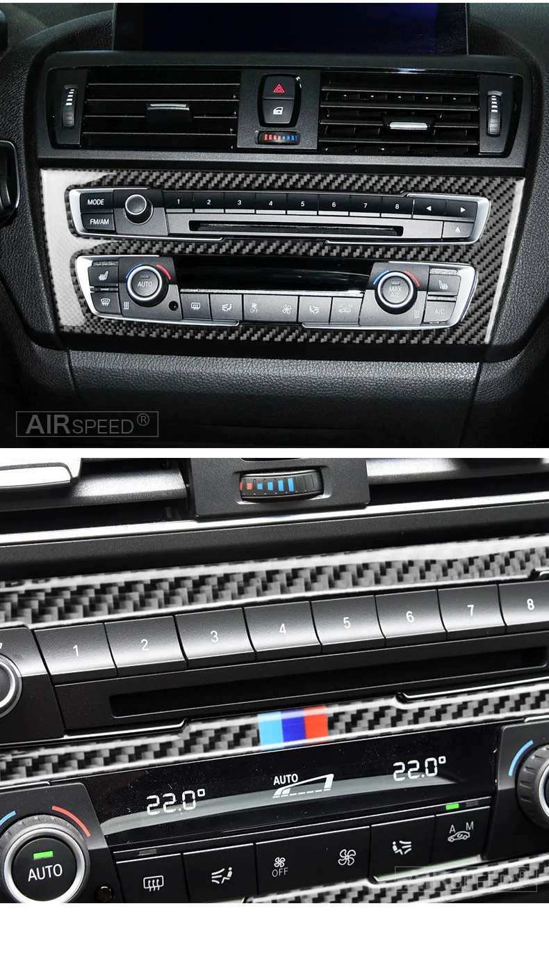 Airspeed for BMW F20 F21 1 Series Accessories Car Interior Carbon Fiber Air Conditioning CD Console Panel Cover Trim Car Styling