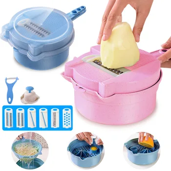 

Vegetable Slicer Potato Peeler Carrot Onion Grater with Strainer Vegetable Cutter 8 in 1 Kitchen Accessories