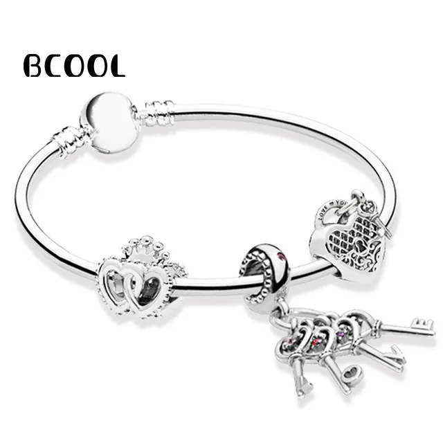 

925 Sterling Silver Original Copy 1:1 Fashionable Silver Charms Bracelet Bangle For Women's Crystal Beads Fit Bracelets Jewelr