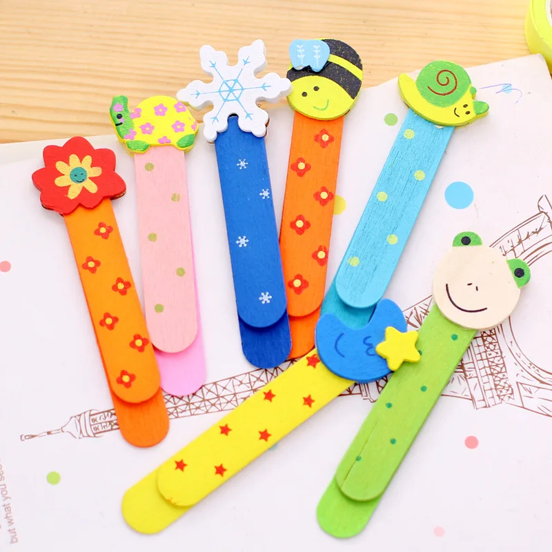 cheap 2 Pc Novelty Item Colorful Cartoon Wooden Bookmarks Scale Ruler for Kids Chidren Student Creative Gift Office School Supplies