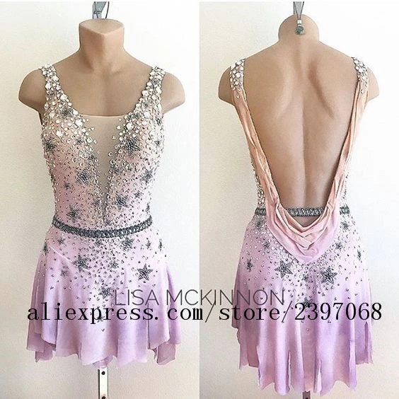 Figure Skating Dress Girls Competition Women Skating Dresses Light Pink Ice Skating Dress New