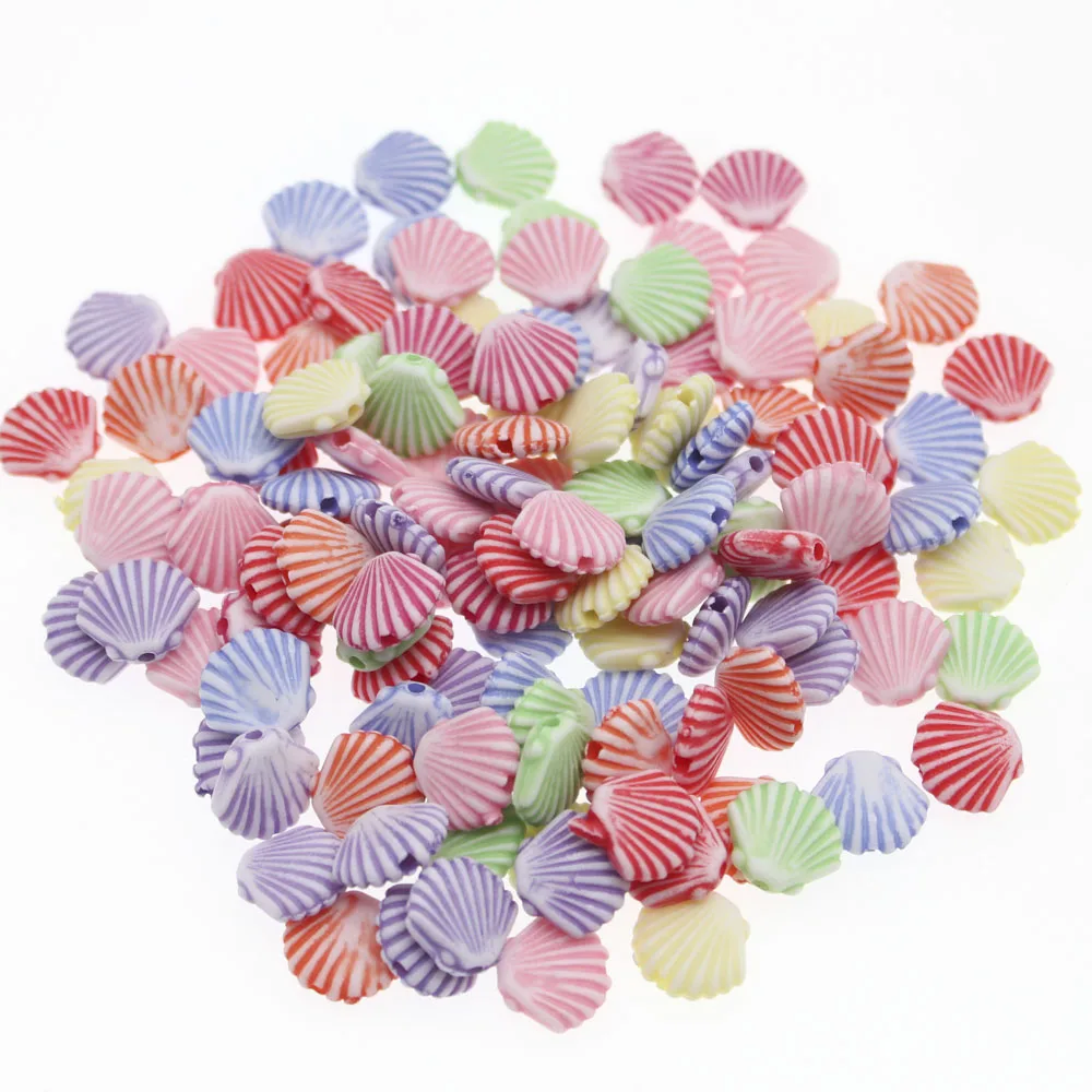 

CHONGAI 100Pcs Mix Color Acrylic Spacer Beads Shell For Jewelry Making DIY Beads Accessories 12x10mm